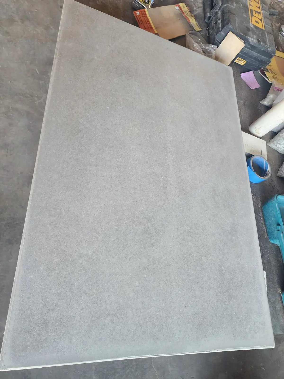 Close view of the smooth surface on a custom concrete countertop